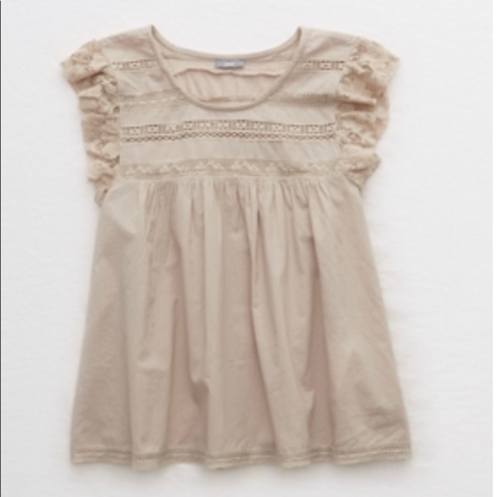 Aerie sea breezy lace flutter sleeve top